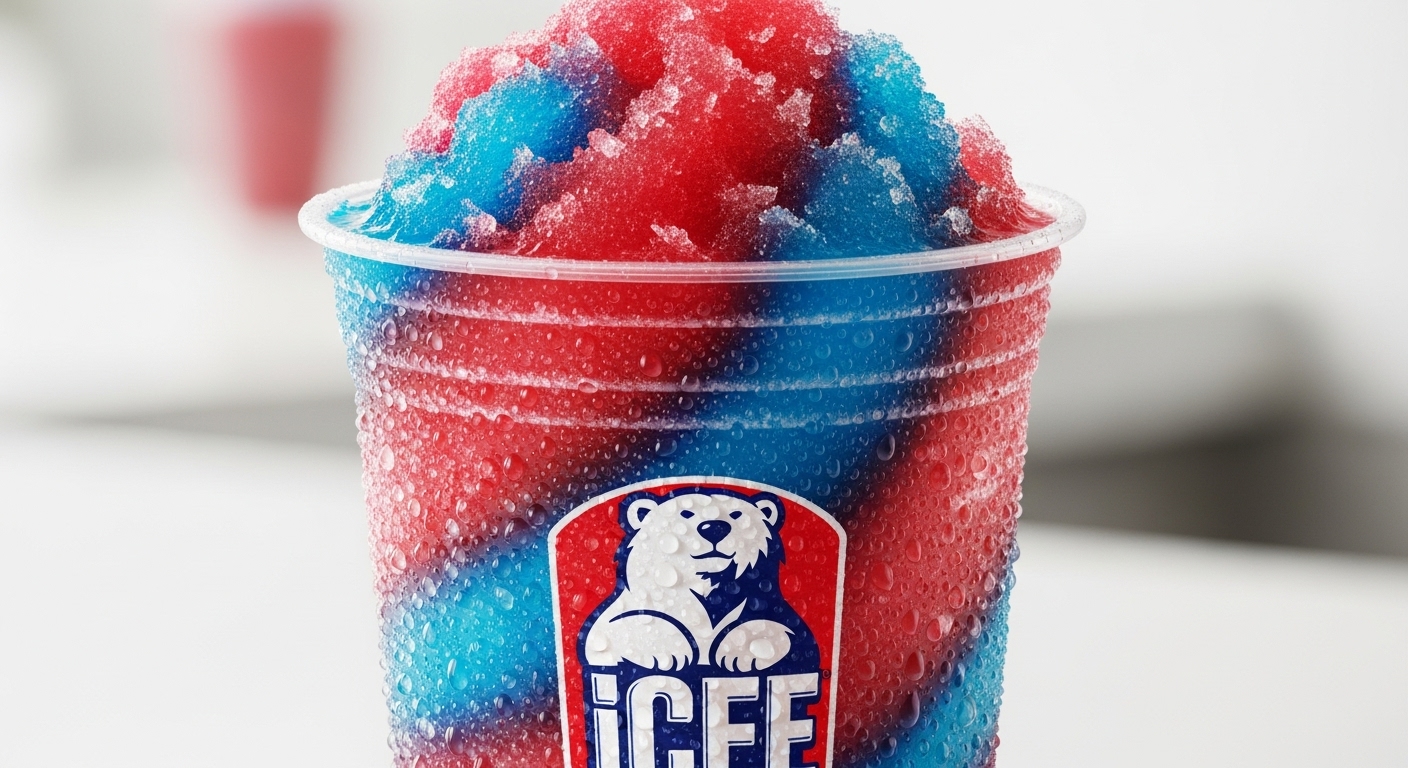 A close-up of a frosty ICEE drink, illustrating key ICEE Nutrition Facts.